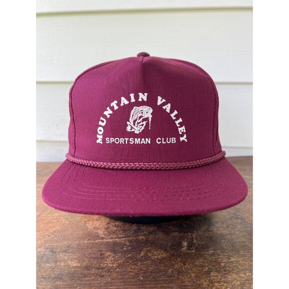 Vintage Valley Sportsman Club Maroon Snapback Hat X3 - Picture 1 of 4